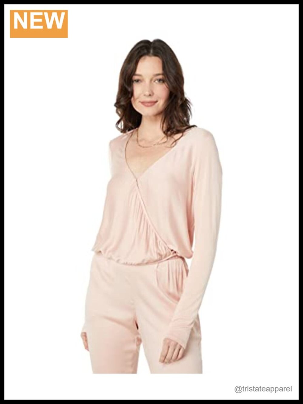 Women's Long Sleeve Surplice Blouse, V-Neck, Viscose Blend